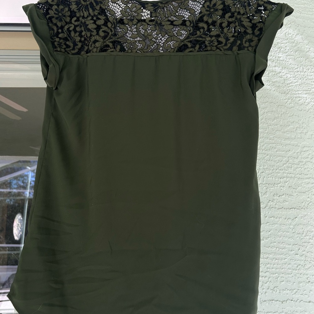 Elegant Lace Trim Green Top